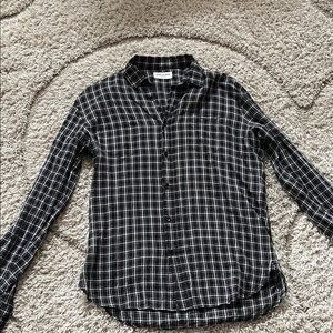 Saint Laurent Black and White Plaid Button-Down Shirt size 37/14.5